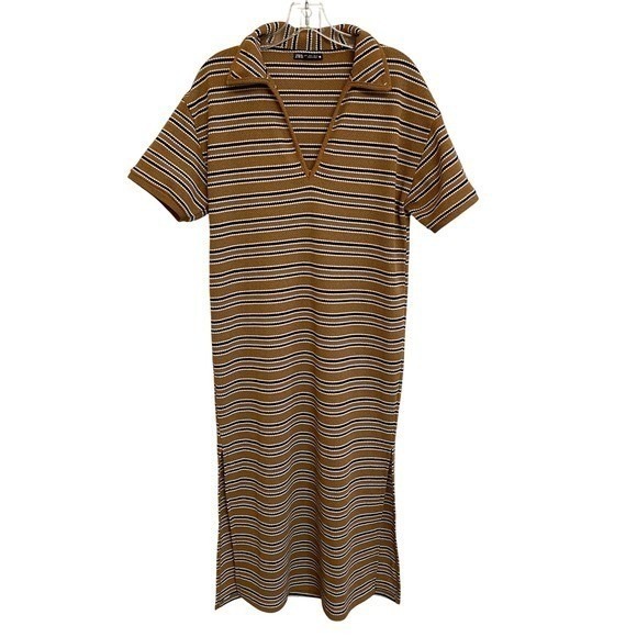 Zara Retro Stripe Relaxed‎ Midi Dress - S - Picture 6 of 15